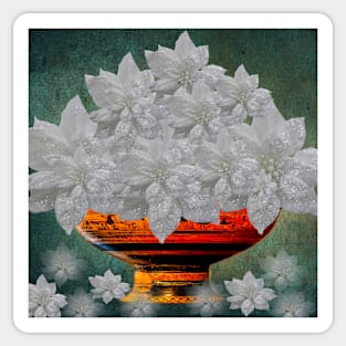 POINSETTIAS SPARKLING IN A BOWL Sticker